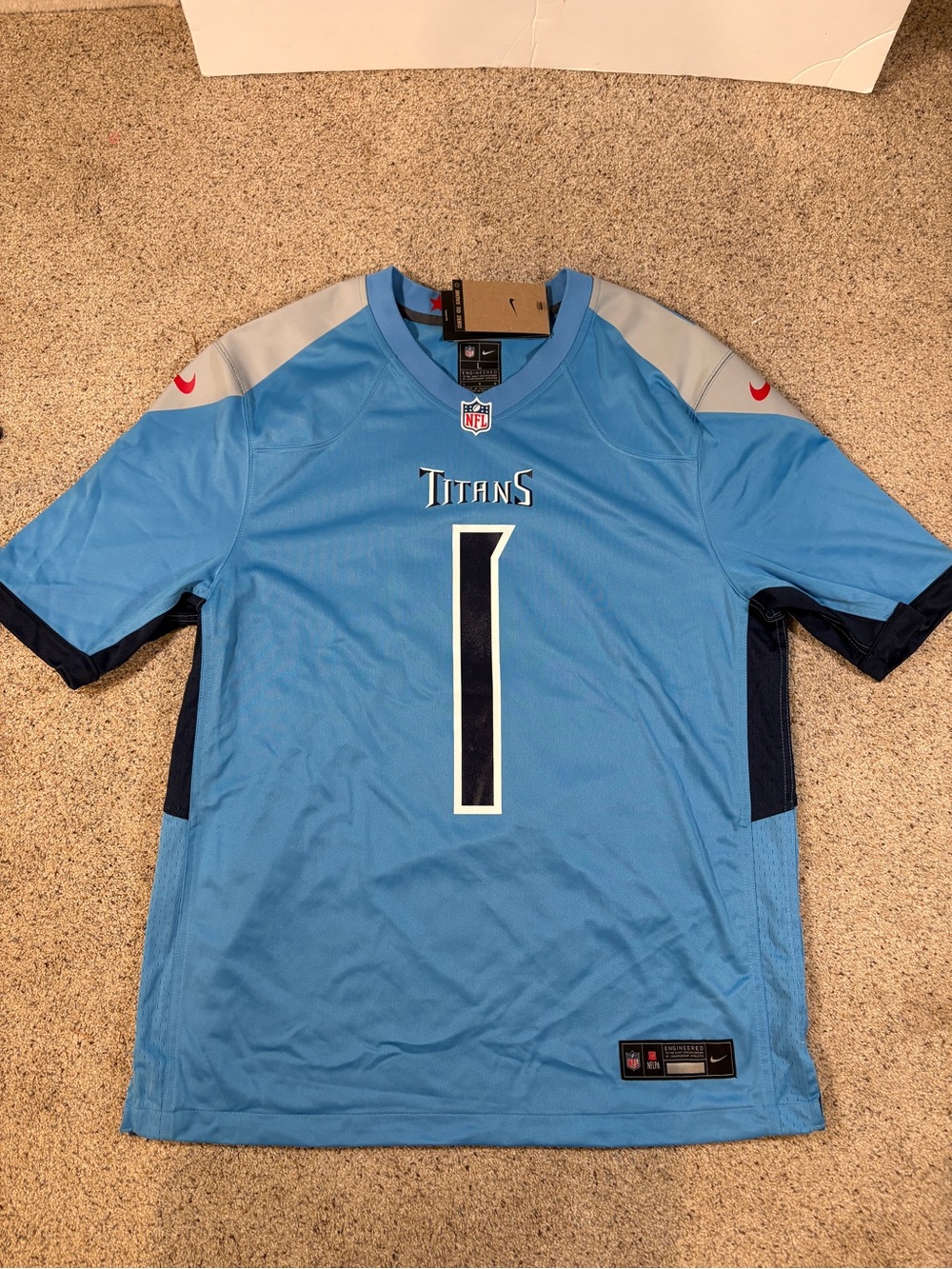 Nike Light Blue Tennessee Titans Cam Ward #1 Jersey